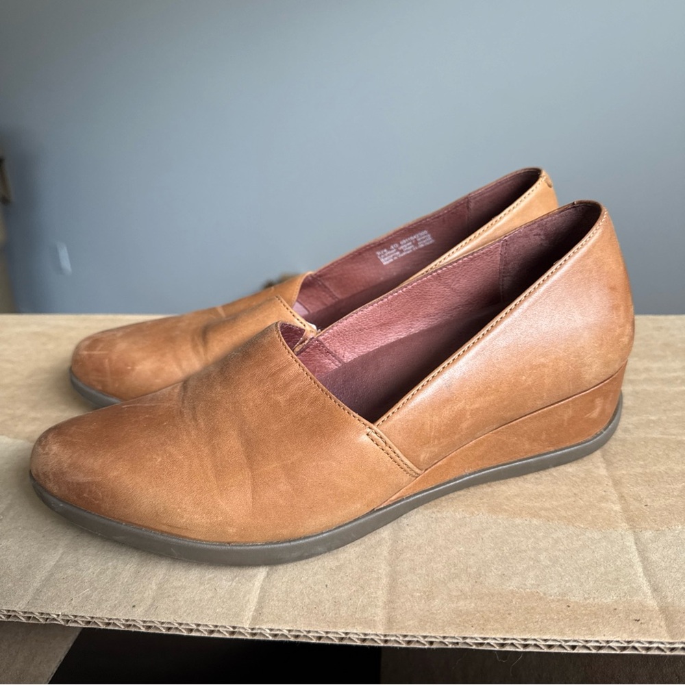 Dansko Shanda Luggage Waterproof Leather Wedge Heels 40 Womens Whiskey‎ Brown